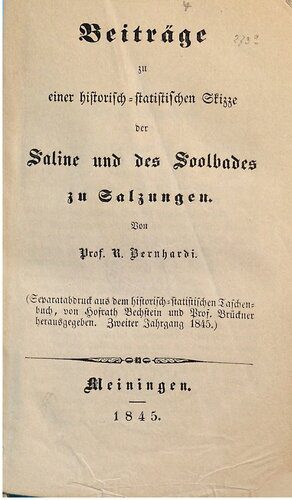 خرید و دانلود نسخه کامل کتاب Beiträge zu einer historisch-statistischen Skizze der Saline und des Soolbades zu Salzungen_68c11fc9da2e4.jpeg خرید و دانلود نسخه کامل کتاب Beiträge zu einer historisch-statistischen Skizze der Saline und des Soolbades zu Salzungen
