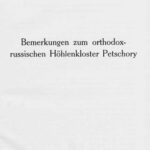 خرید و دانلود نسخه کامل کتاب Bemerkungen zum orthodox-russischen Höhlenkloster Petschory