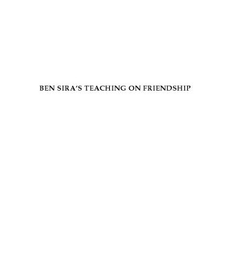 خرید و دانلود نسخه کامل کتاب Ben Sira’s Teaching on Friendship (Brown Judaic Studies)