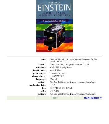 خرید و دانلود نسخه کامل کتاب Beyond Einstein – Superstrings and the Quest for the Final Theory