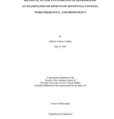 خرید و دانلود نسخه کامل کتاب Bilingual Access to Interlingual Homographs. An Examination of Effects of Sentential Context, Word Frequency, and Proficiency