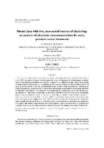 خرید و دانلود نسخه کامل کتاب Binary data with two, non-nested sources of clustering an analysis of physician recommendations for early prostate cancer treatment_68bcbc8186246.jpeg خرید و دانلود نسخه کامل کتاب Binary data with two, non-nested sources of clustering an analysis of physician recommendations for early prostate cancer treatment