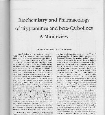 خرید و دانلود نسخه کامل کتاب Biochemistry and Pharmacology of Tryptamines and beta-Carbolines. Minireview