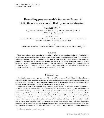 خرید و دانلود نسخه کامل کتاب Branching process models for surveillance of infectious diseases controlled by mass vaccination