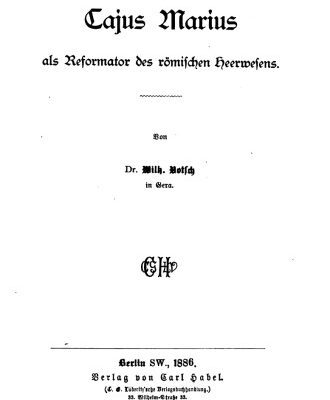 خرید و دانلود نسخه کامل کتاب Cajus Marius als Reformator des römischen Heerwesens