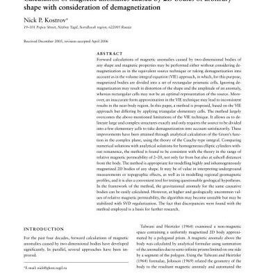 خرید و دانلود نسخه کامل کتاب Calculation of magnetic anomalies caused by 2D bodies of arbitrary shape with consideration of demagnetization