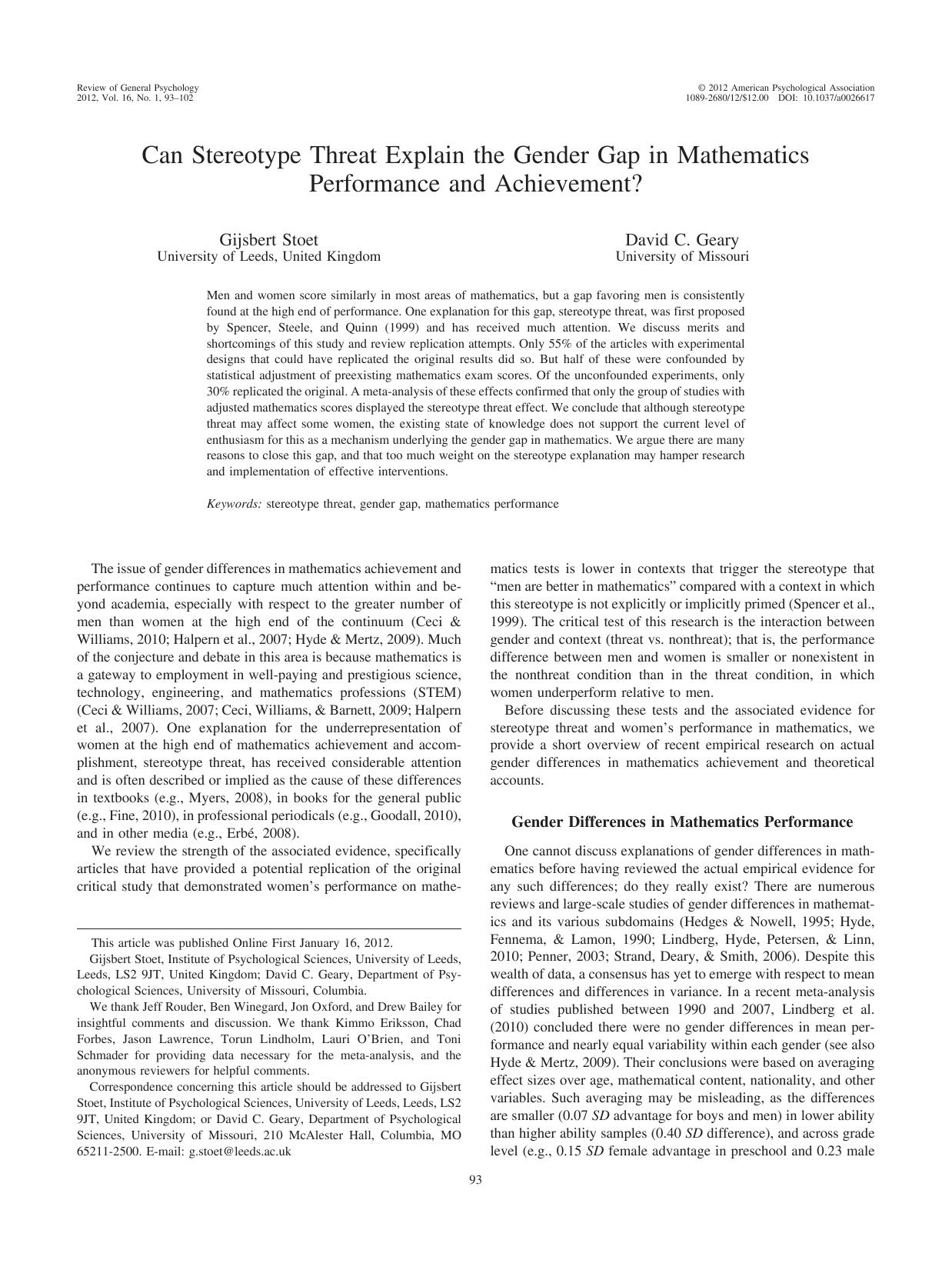 خرید و دانلود نسخه کامل کتاب Can stereotype threat explain the gender gap in mathematics performance and achievement?_68cc376474dc8.jpeg خرید و دانلود نسخه کامل کتاب Can stereotype threat explain the gender gap in mathematics performance and achievement?