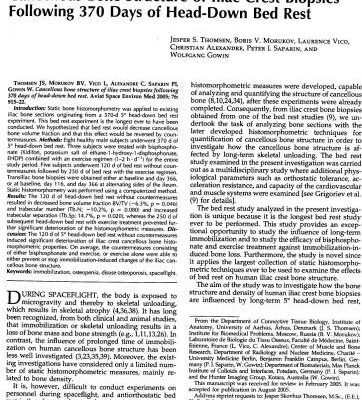 خرید و دانلود نسخه کامل کتاب Cancellous bone structure of iliac crest biopsies following 370 days of head-down bed rest