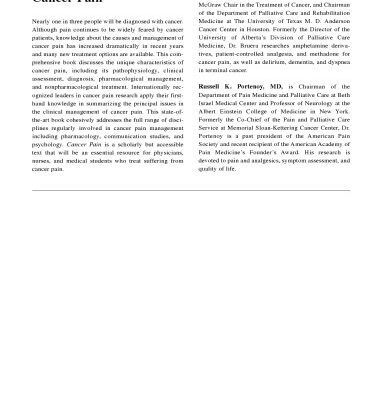 خرید و دانلود نسخه کامل کتاب Cancer Pain: Assessment and Management