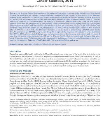 خرید و دانلود نسخه کامل کتاب Cancer Statistics 2014