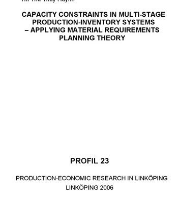 خرید و دانلود نسخه کامل کتاب Capacity constraints in multi-stage production-inventory systems applying material requirements planning theory