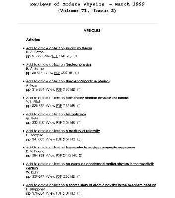 خرید و دانلود نسخه کامل کتاب Centennary Issue Rev.Mod.Phys., vol.71, issue 2