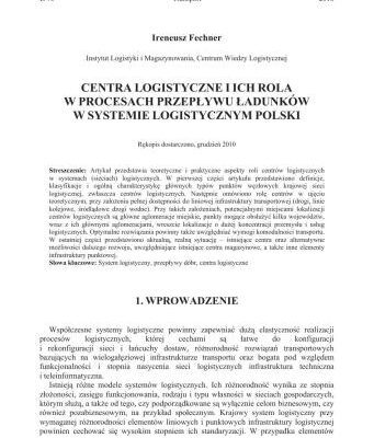 خرید و دانلود نسخه کامل کتاب Centra logistyczne i ich rola w procesach przeplywu l adunków w systemie logistycznym Polski