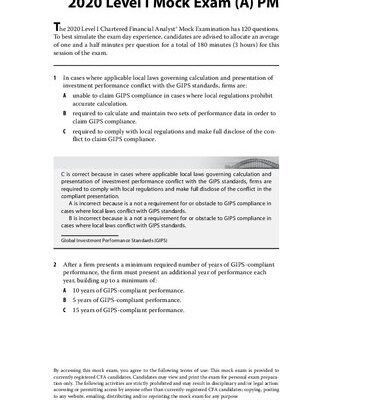 خرید و دانلود نسخه کامل کتاب CFA 2020 level 1 Mock Exam A – Afternoon Session with solution