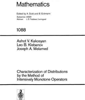 خرید و دانلود نسخه کامل کتاب Characterization of Distributions by the Method of Intensively Monotone Operators