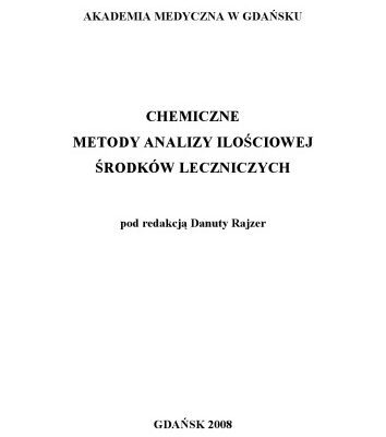خرید و دانلود نسخه کامل کتاب Chemiczne metody analizy ilościowej środków leczniczych