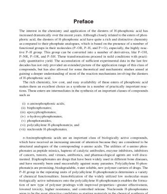 خرید و دانلود نسخه کامل کتاب Chemistry and Application of H-Phosphonates