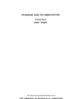 خرید و دانلود نسخه کامل کتاب Chemistry of Heterocyclic Compounds. Volume 14. Pyridine and Its Derivatives. Part III