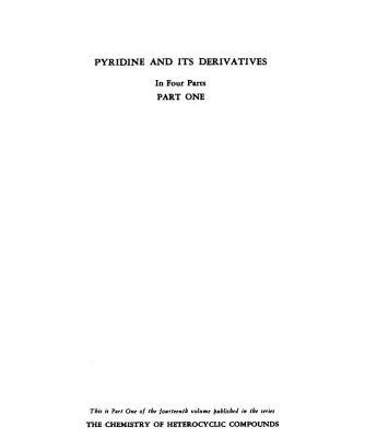 خرید و دانلود نسخه کامل کتاب Chemistry of Heterocyclic Compounds. Volume 14. Pyridine and Its Derivatives. Part I