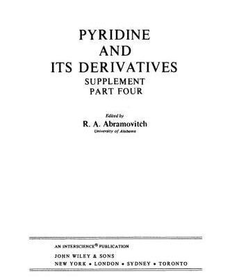 خرید و دانلود نسخه کامل کتاب Chemistry of Heterocyclic Compounds. Volume 14. Pyridine and Its Derivatives. Supplement. Part IV