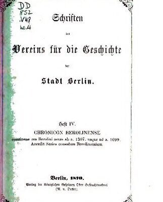 خرید و دانلود نسخه کامل کتاب Chronicon Berolinense continens res Berolini actas ab a. 1307 vsque ad a. 1699, Accedit Series consulum Berolinensum (Chronik Berlins aus Urkunden und Schriftstücken)