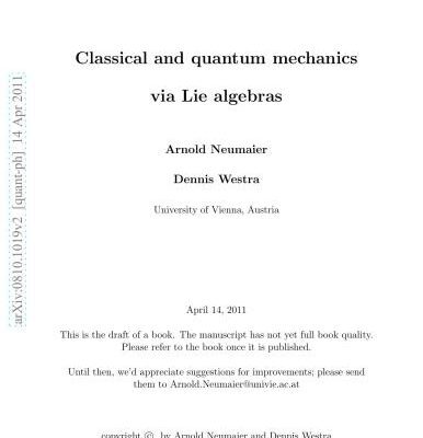 خرید و دانلود نسخه کامل کتاب Classical and Quantum Mechanics via Lie algebras