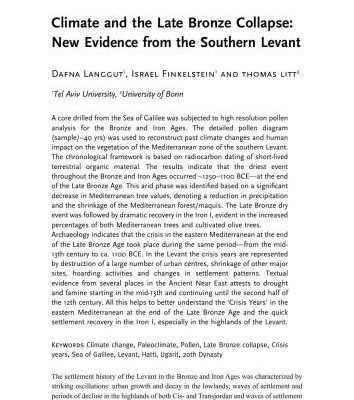 خرید و دانلود نسخه کامل کتاب Climate and the Late Bronze Collapse: New Evidence from the Southern Levant
