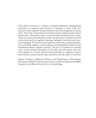 خرید و دانلود نسخه کامل کتاب Cognition, Emotion and Psychopathology: Theoretical, Empirical and Clinical Directions