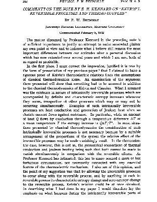 خرید و دانلود نسخه کامل کتاب Comments on the Note by E. H. Kennard on Entropy, Reversible Processes and Thermo-Couples
