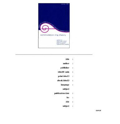خرید و دانلود نسخه کامل کتاب Commutative ring theory: proceedings of the II international conference