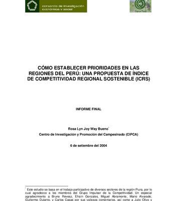 خرید و دانلود نسخه کامل کتاب CÓMO ESTABLECER PRIORIDADES EN LAS REGIONES DEL PERÚ: UNA PROPUESTA DE ÍNDICE DE COMPETITIVIDAD REGIONAL SOSTENIBLE (ICRS). INFORME FINAL