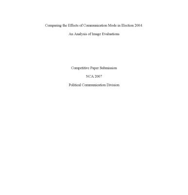 خرید و دانلود نسخه کامل کتاب Comparing the Effects of Communication Mode in Election 2004:An Analysis of Image Evaluations