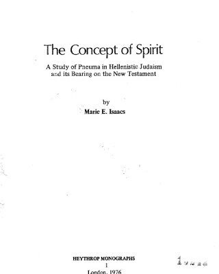 خرید و دانلود نسخه کامل کتاب Concept of Spirit: A Study of Pneuma in Hellenistic Judaism and its Bearing on the New Testament