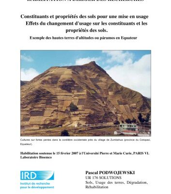 خرید و دانلود نسخه کامل کتاب Constituants et propriétés des sols pour une mise en usage, effets du changement d’usage sur les constituants et les propriétés des sols. Exemple des hautes terres d’altitudes ou páramos en Equateur