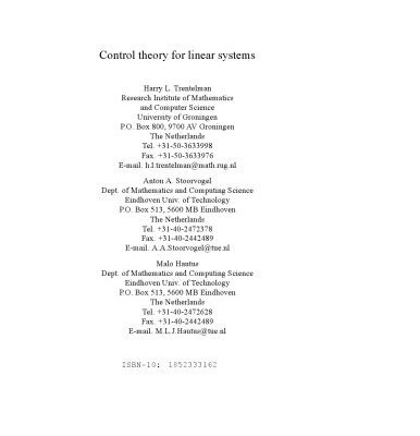 خرید و دانلود نسخه کامل کتاب Control Theory for Linear Systems