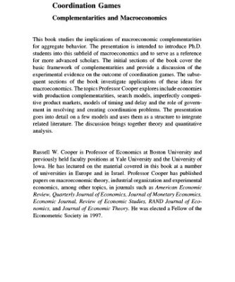 خرید و دانلود نسخه کامل کتاب Coordination Games : Complementarities and Macroeconomics