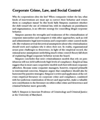 خرید و دانلود نسخه کامل کتاب Corporate Crime, Law, and Social Control