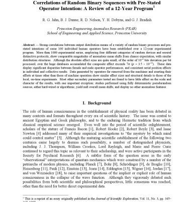 خرید و دانلود نسخه کامل کتاب Correlations of random binary sequences with pre-stated operator intention – from princeton engineering anomalies research (PEAR)