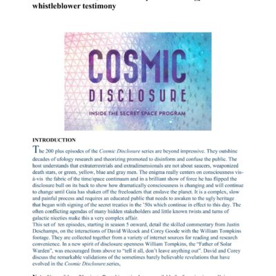 خرید و دانلود نسخه کامل کتاب Cosmic Disclosure; William Tompkins Anthology– SSP whistleblower testimony