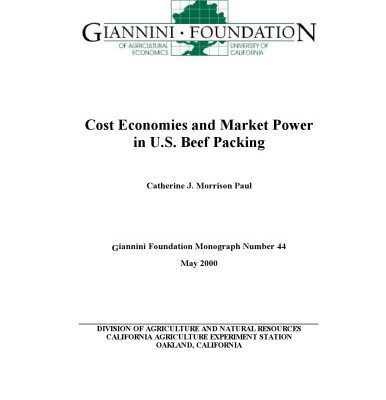 خرید و دانلود نسخه کامل کتاب Cost economies and market power in U.S. beef packing (Giannini Foundation monograph)