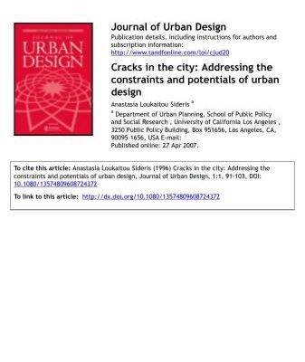 خرید و دانلود نسخه کامل کتاب Cracks in the city: Addressing the constraints and potentials of urban design