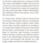 خرید و دانلود نسخه کامل کتاب Creating Value Through Corporate Restructuring: Case Studies in Bankruptcies, Buyouts, and Breakups