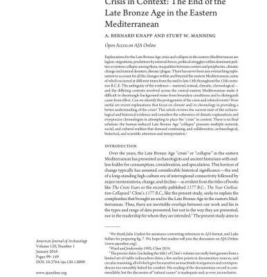 خرید و دانلود نسخه کامل کتاب Crisis in Context: The End of the Late Bronze Age in the Eastern Mediterranean