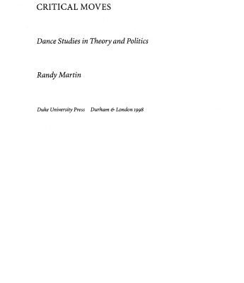 خرید و دانلود نسخه کامل کتاب Critical Moves: Dance Studies in Theory and Politics
