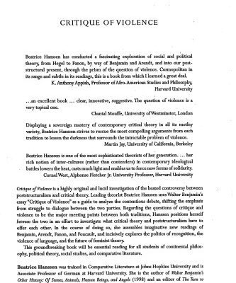 خرید و دانلود نسخه کامل کتاب Critique of Violence: Between Poststructuralism and Critical Theory (Warwick Studies in European Philosophy)