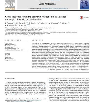 خرید و دانلود نسخه کامل کتاب Cross-sectional structure-property relationship in a graded nanocrystalline Ti1-xAlxN thin film