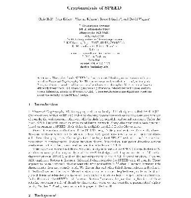 خرید و دانلود نسخه کامل کتاب Cryptanalysis Of Speed C Hall J Kelsey V Rijmen B Schneier And D Wagner Fifth Annual Workshop On Selected Areas In Cryptography August