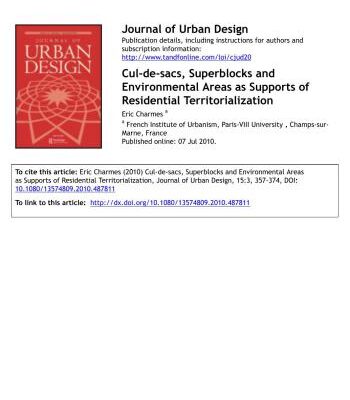 خرید و دانلود نسخه کامل کتاب Cul-de-sacs, Superblocks and Environmental Areas as Supports of Residential Territorialization