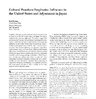 خرید و دانلود نسخه کامل کتاب Cultural Practices Emphasize Influence in the United States and Adjustment in Japan