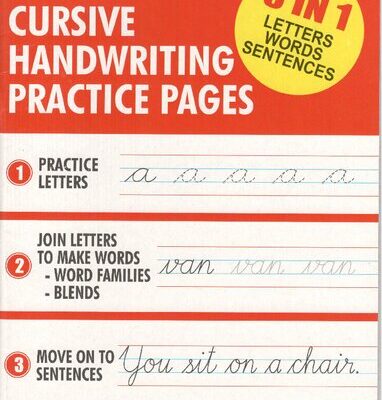 خرید و دانلود نسخه کامل کتاب Cursive Handwriting Practice Pages (3 in 1 Letters Words Sentences)